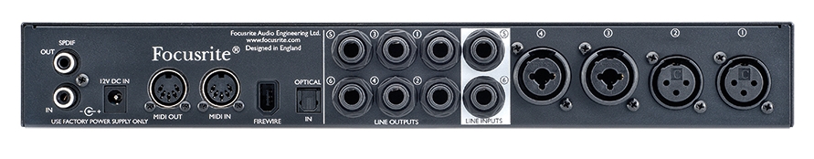 Focusrite Saffire Pro 26 back